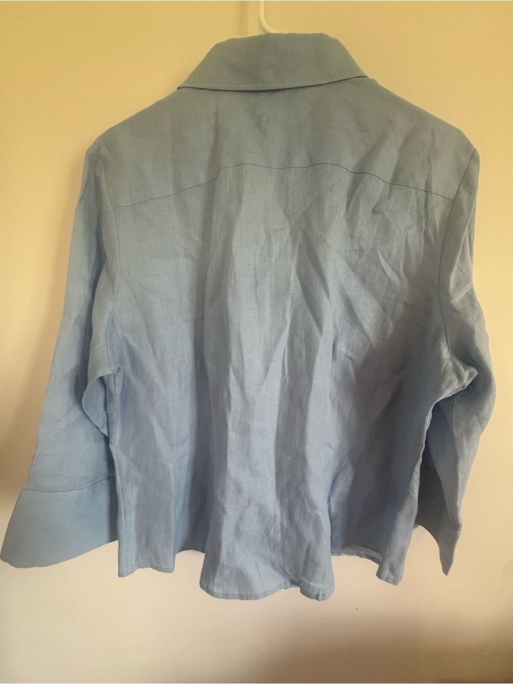 Faconnable Pale Blue Relaxed Linen-Blend Button Front Blouse - Picture 5 of 5
